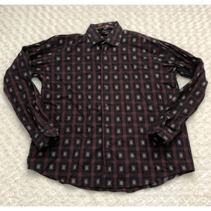 Visconti Uomo Mens Long Sleeve Front Button Shirt Size XL Geometric Design